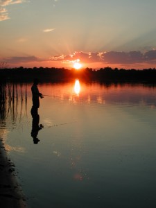 Evening fishing on the water